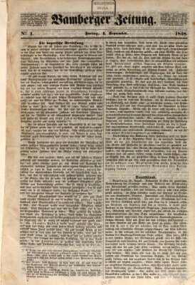 Bamberger Zeitung Freitag 1. September 1848