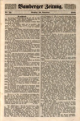 Bamberger Zeitung Dienstag 14. November 1848