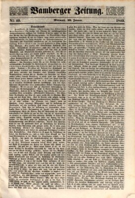 Bamberger Zeitung Mittwoch 10. Januar 1849