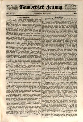 Bamberger Zeitung Donnerstag 2. August 1849