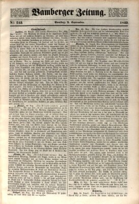 Bamberger Zeitung Samstag 1. September 1849