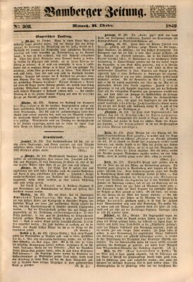 Bamberger Zeitung Mittwoch 31. Oktober 1849