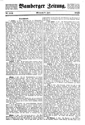 Bamberger Zeitung Mittwoch 7. Juli 1852
