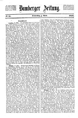 Bamberger Zeitung Donnerstag 1. April 1858