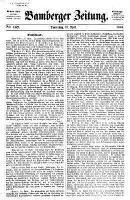 Bamberger Zeitung Donnerstag 17. April 1862