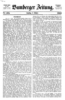 Bamberger Zeitung Samstag 4. Oktober 1862