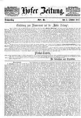 Hofer Zeitung Donnerstag 3. Oktober 1867