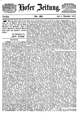 Hofer Zeitung Dienstag 5. November 1867