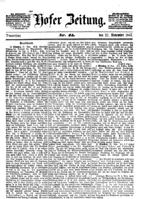 Hofer Zeitung Donnerstag 21. November 1867