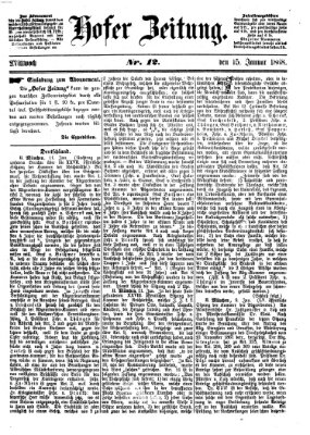 Hofer Zeitung Mittwoch 15. Januar 1868