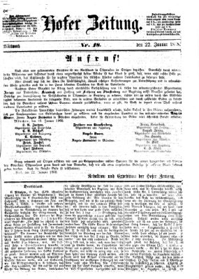 Hofer Zeitung Mittwoch 22. Januar 1868