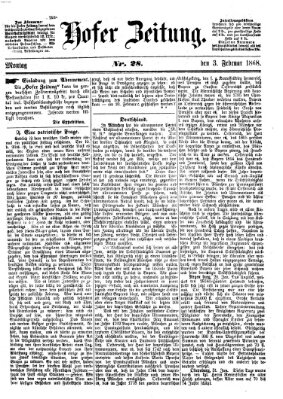 Hofer Zeitung Montag 3. Februar 1868