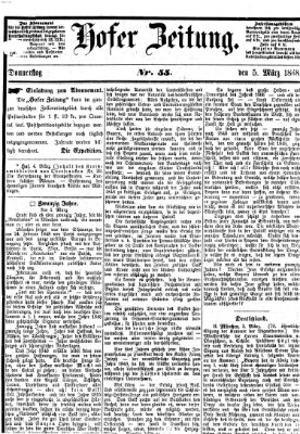 Hofer Zeitung Donnerstag 5. März 1868