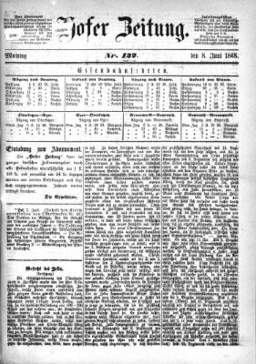 Hofer Zeitung Montag 8. Juni 1868