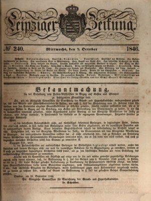 Leipziger Zeitung Mittwoch 7. Oktober 1846
