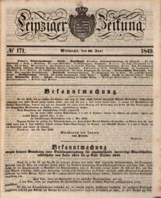 Leipziger Zeitung Mittwoch 20. Juni 1849