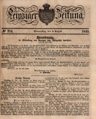 Leipziger Zeitung Donnerstag 2. August 1849
