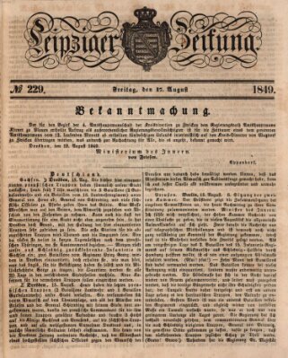 Leipziger Zeitung Freitag 17. August 1849