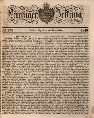 Leipziger Zeitung Donnerstag 27. September 1849