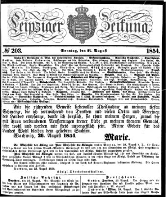 Leipziger Zeitung Sonntag 27. August 1854