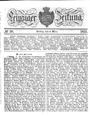 Leipziger Zeitung Freitag 9. März 1855