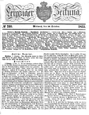 Leipziger Zeitung Mittwoch 10. Oktober 1855