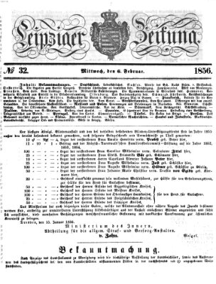 Leipziger Zeitung Mittwoch 6. Februar 1856
