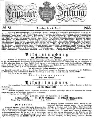 Leipziger Zeitung Dienstag 8. April 1856