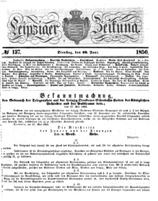 Leipziger Zeitung Dienstag 10. Juni 1856