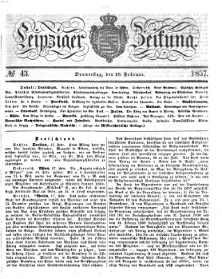 Leipziger Zeitung Donnerstag 19. Februar 1857