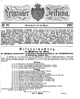 Leipziger Zeitung Samstag 25. April 1857