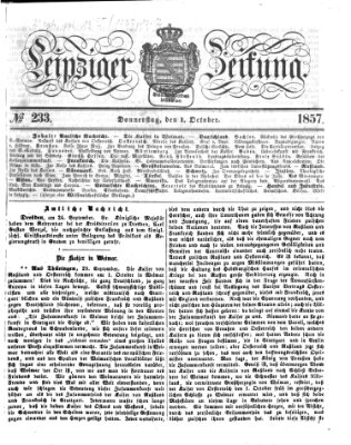Leipziger Zeitung Donnerstag 1. Oktober 1857