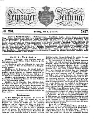 Leipziger Zeitung Freitag 2. Oktober 1857