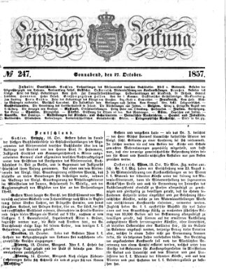 Leipziger Zeitung Samstag 17. Oktober 1857