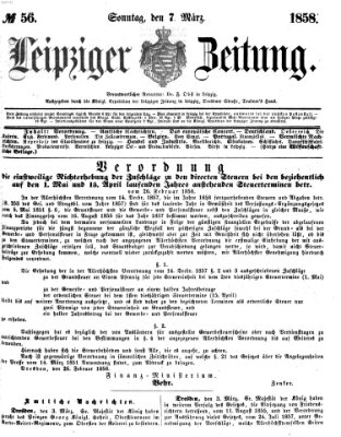 Leipziger Zeitung Sonntag 7. März 1858