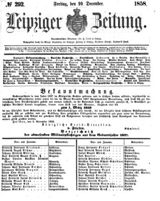 Leipziger Zeitung Freitag 10. Dezember 1858