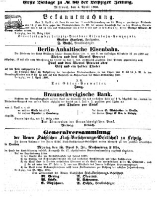 Leipziger Zeitung Mittwoch 4. April 1860