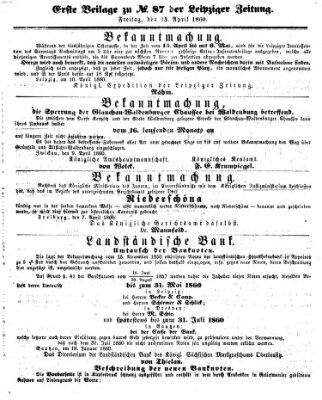 Leipziger Zeitung Freitag 13. April 1860