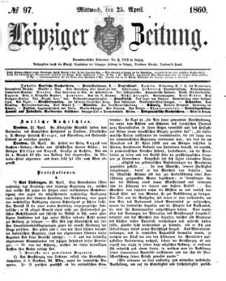 Leipziger Zeitung Mittwoch 25. April 1860