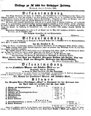 Leipziger Zeitung Mittwoch 3. Oktober 1860