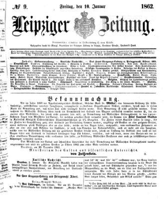 Leipziger Zeitung Freitag 10. Januar 1862