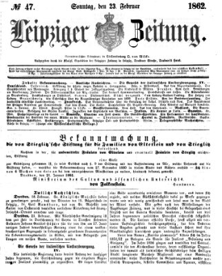 Leipziger Zeitung Sonntag 23. Februar 1862