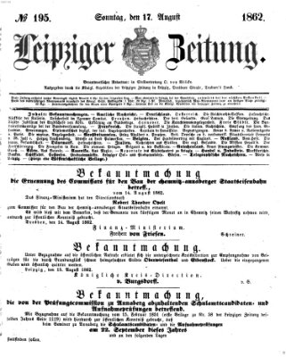Leipziger Zeitung Sonntag 17. August 1862