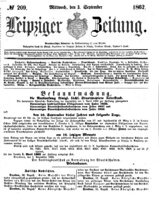 Leipziger Zeitung Mittwoch 3. September 1862