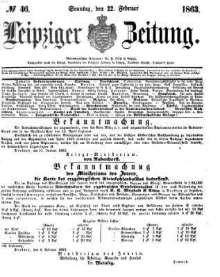Leipziger Zeitung Sonntag 22. Februar 1863