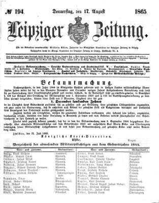 Leipziger Zeitung Donnerstag 17. August 1865