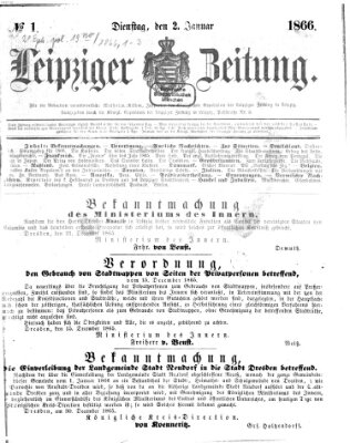 Leipziger Zeitung Dienstag 2. Januar 1866