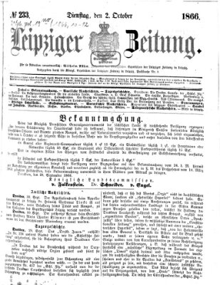 Leipziger Zeitung Dienstag 2. Oktober 1866