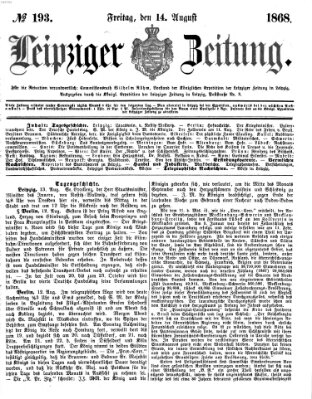 Leipziger Zeitung Freitag 14. August 1868