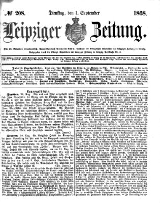Leipziger Zeitung Dienstag 1. September 1868